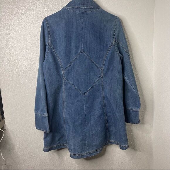 Vintage 90s Bleu Bayou Denim Jacket Medium Blue Embroidered Sequin Mid Length - Picture 13 of 16